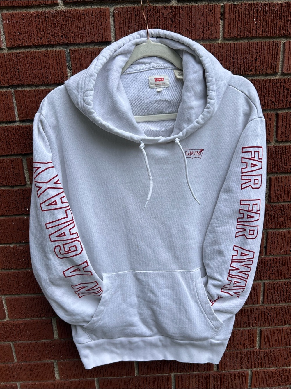 Levi’s White Hoodie Stormtrooper Graphic Galaxy Sleeve Pullover Large